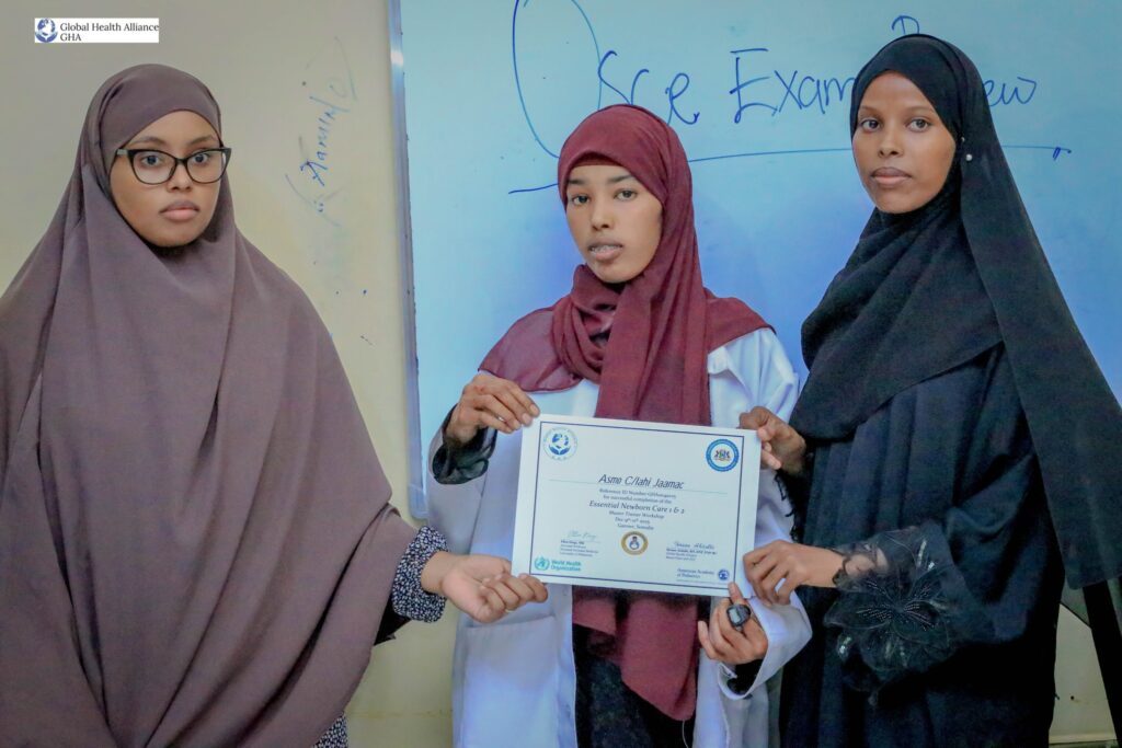 Essential Newborn Care Training, led by Global Health Alliance Champions Dr. Muna Abdirizak, Dr. Fatima Qasim, and Dr. Habiba Shiekh