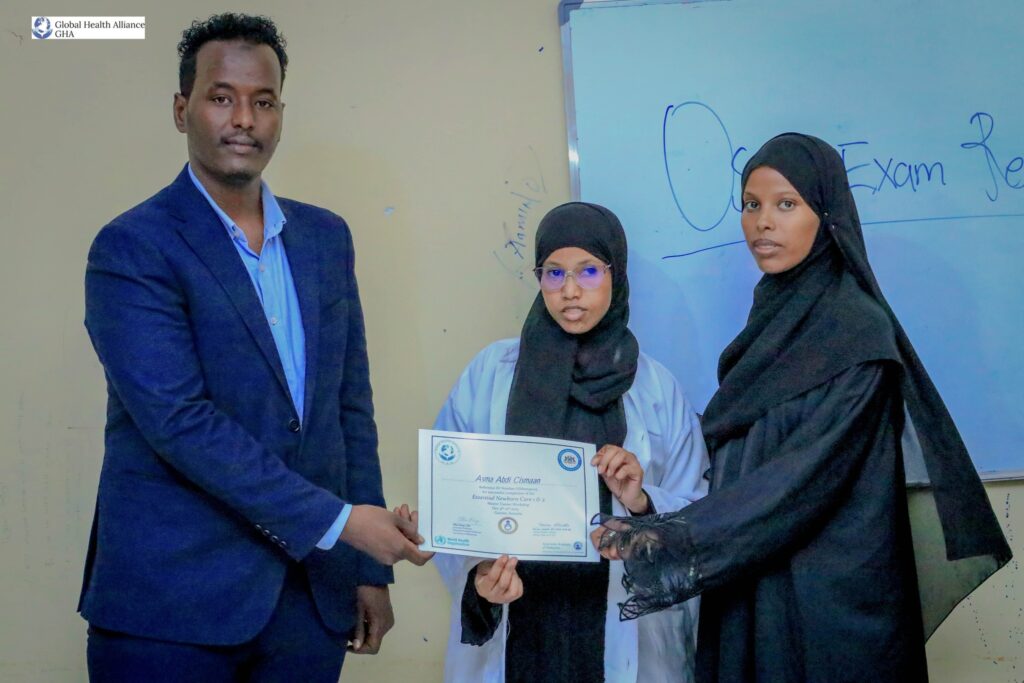 Essential Newborn Care Training, led by Global Health Alliance Champions Dr. Muna Abdirizak, Dr. Fatima Qasim, and Dr. Habiba Shiekh