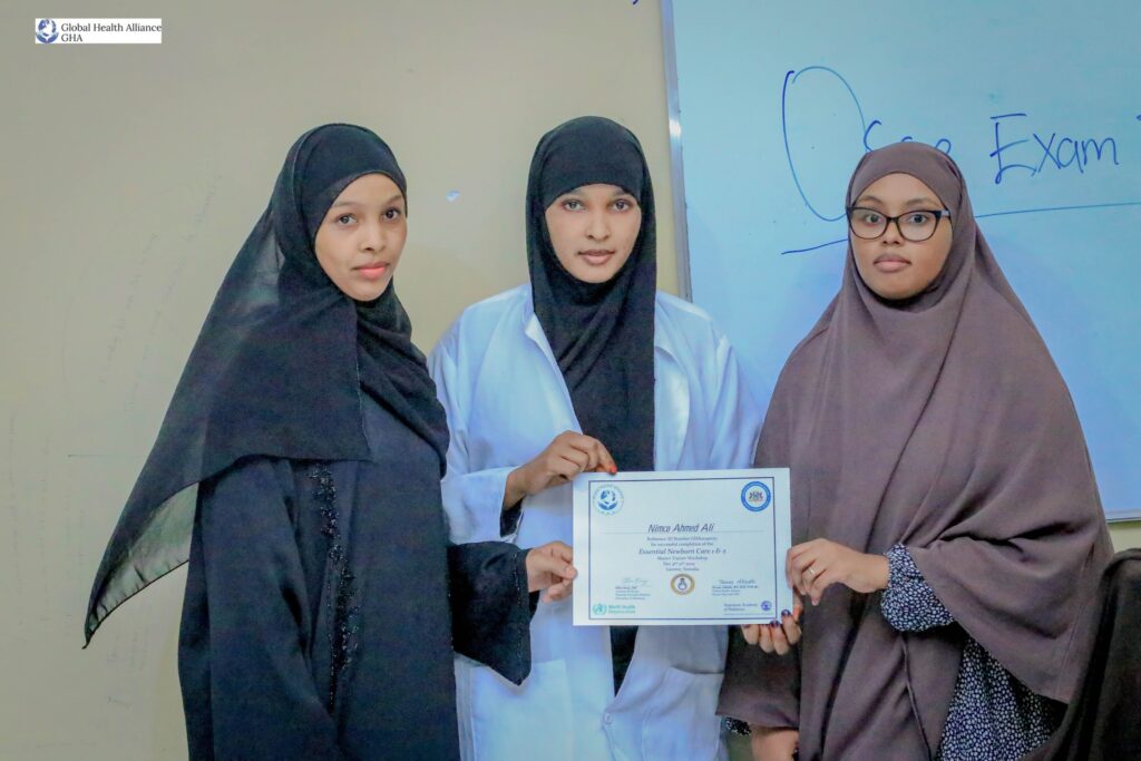 Essential Newborn Care Training, led by Global Health Alliance Champions Dr. Muna Abdirizak, Dr. Fatima Qasim, and Dr. Habiba Shiekh