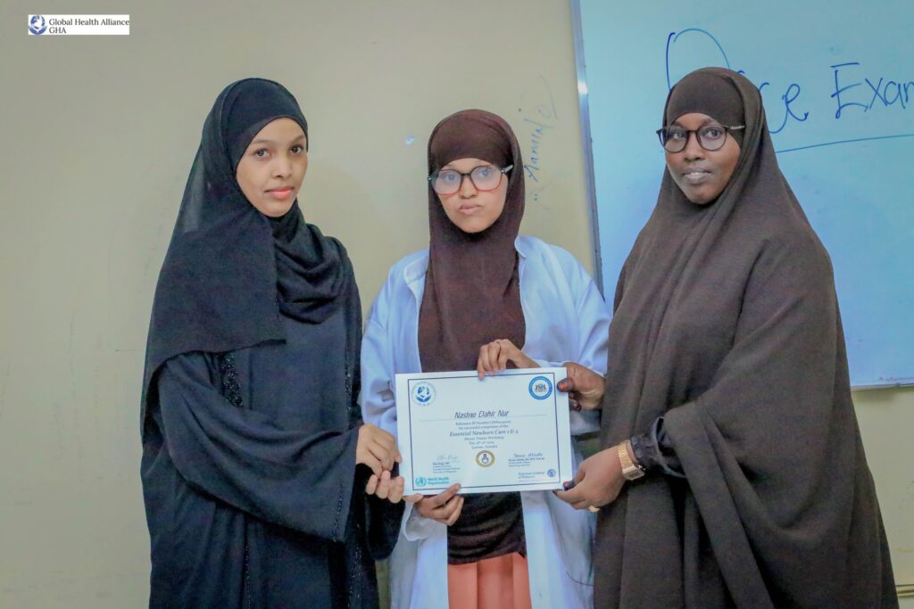 Essential Newborn Care Training, led by Global Health Alliance Champions Dr. Muna Abdirizak, Dr. Fatima Qasim, and Dr. Habiba Shiekh