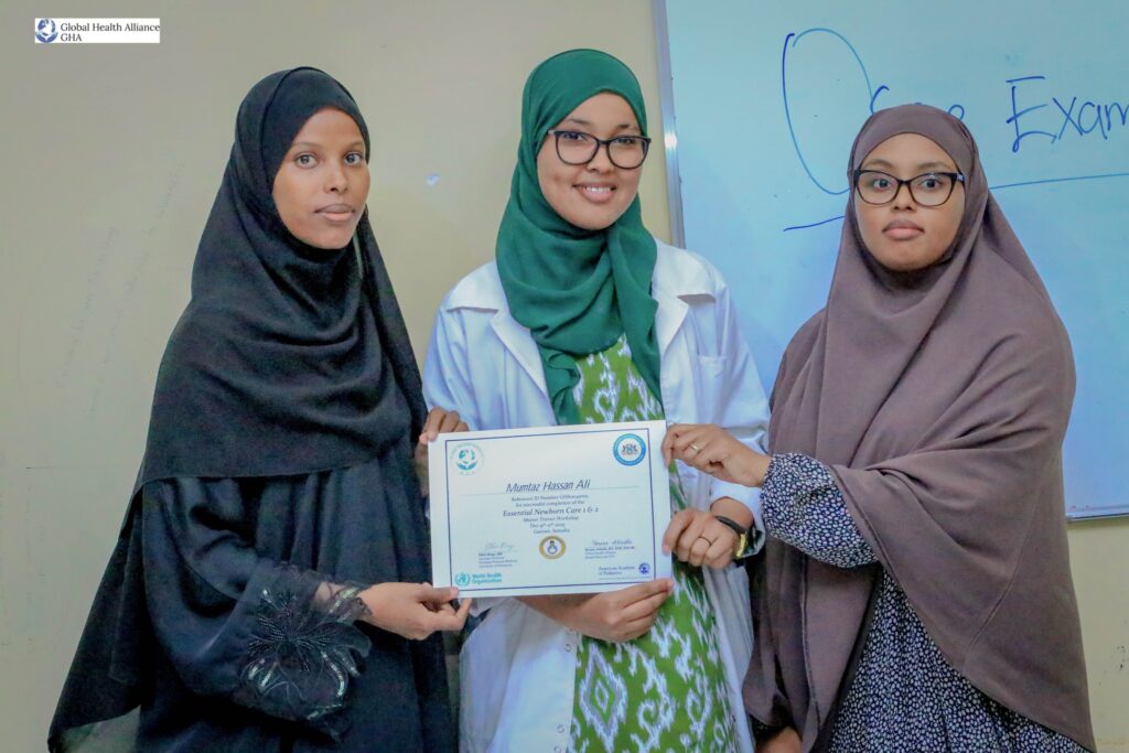 Essential Newborn Care Training, led by Global Health Alliance Champions Dr. Muna Abdirizak, Dr. Fatima Qasim, and Dr. Habiba Shiekh