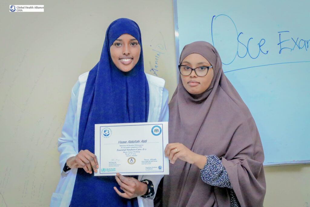 Essential Newborn Care Training, led by Global Health Alliance Champions Dr. Muna Abdirizak, Dr. Fatima Qasim, and Dr. Habiba Shiekh