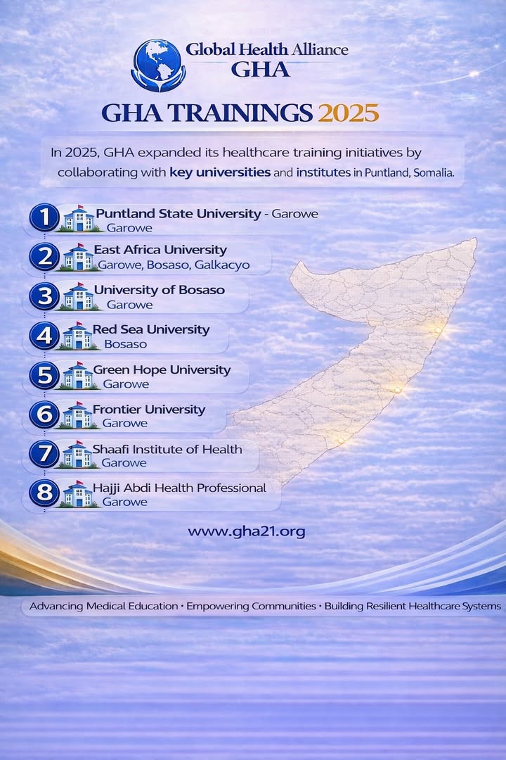 Through strategic partnerships with leading universities and regional hospitals across Puntland and